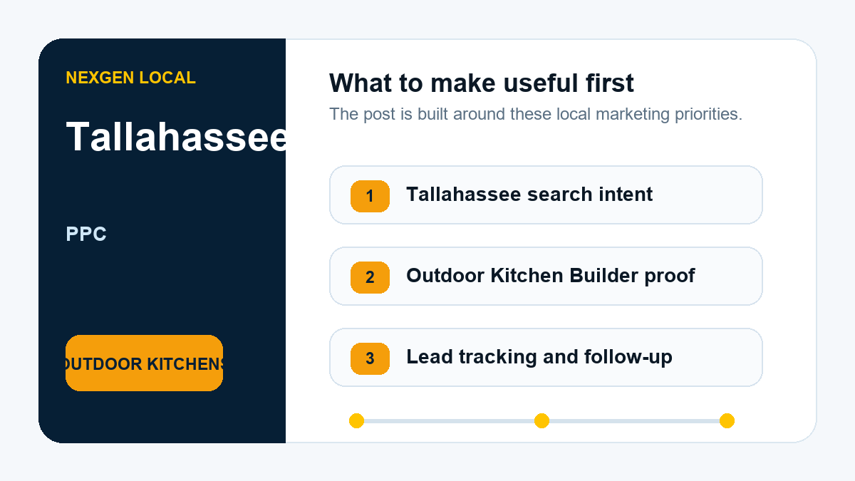 PPC priorities for outdoor kitchen builders in Tallahassee, Florida