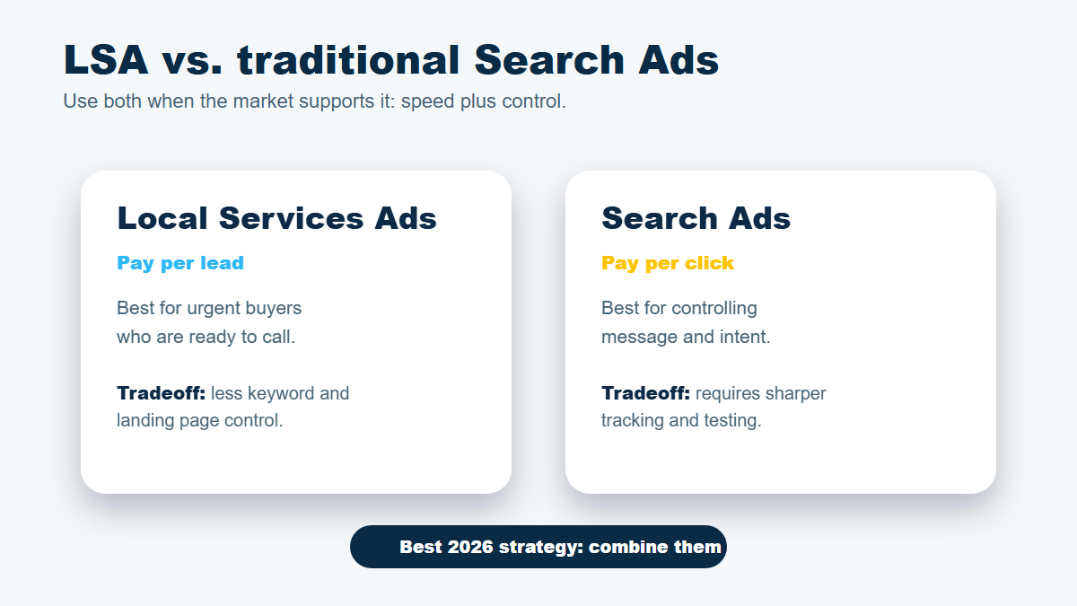 Local Services Ads versus traditional Google Search Ads comparison