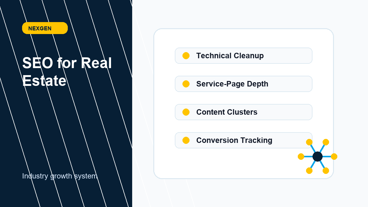 SEO (Search Engine Optimization) for Real Estate | Nexgen Local Marketing industry marketing strategy visual