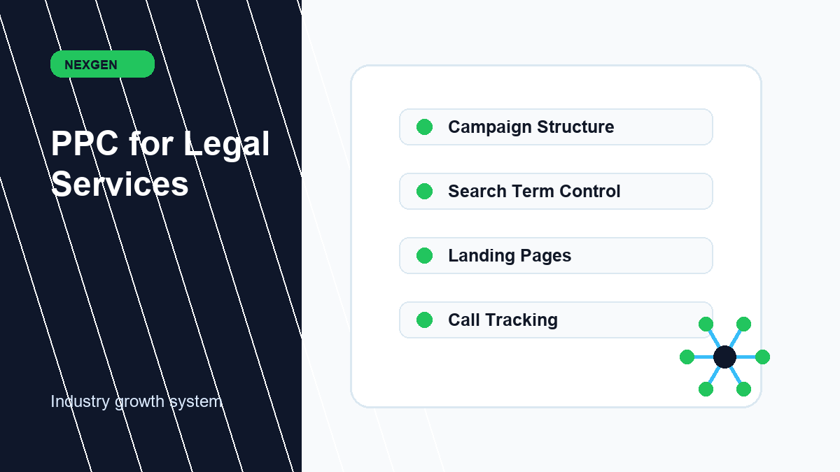 PPC (Pay Per Click) for Legal Services | Nexgen Local Marketing industry marketing strategy visual