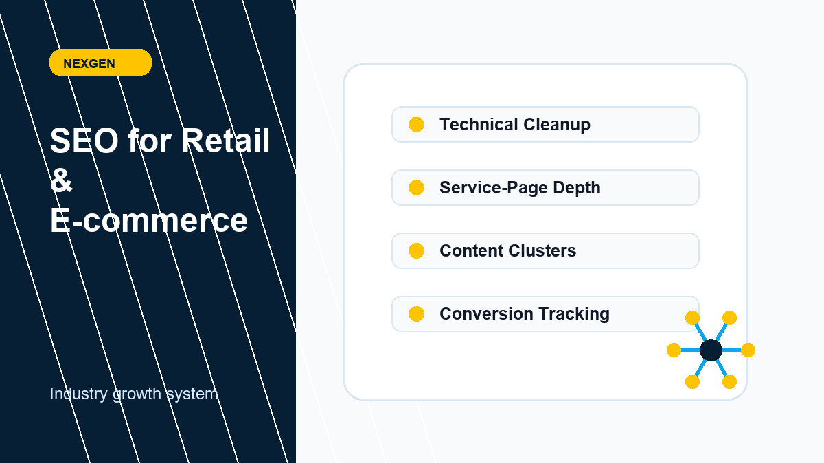 SEO (Search Engine Optimization) for Retail | Nexgen Local Marketing industry marketing strategy visual