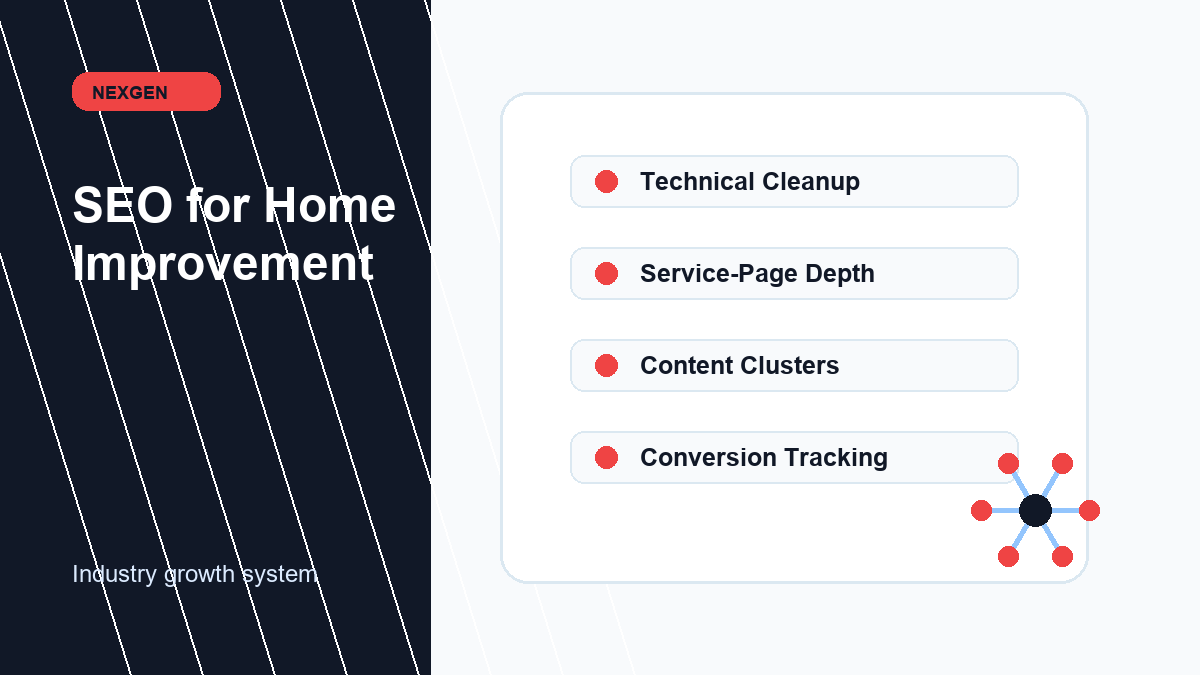 SEO (Search Engine Optimization) for Home Improvement | Nexgen Local Marketing industry marketing strategy visual