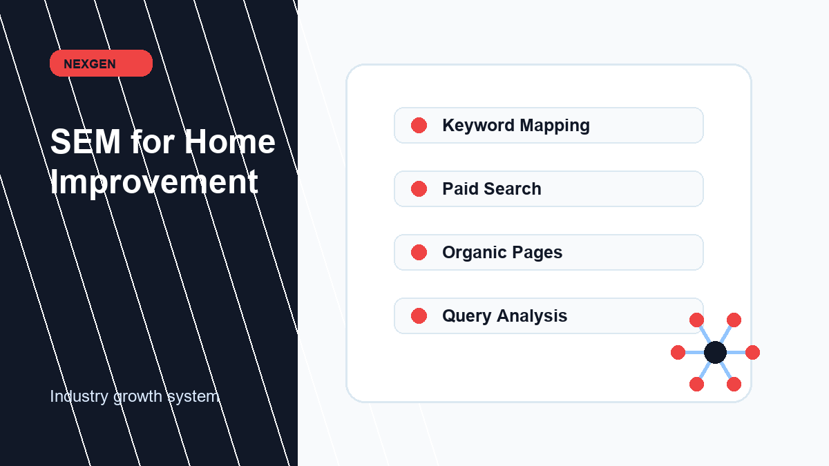 Search Engine Marketing (SEM) for Home Improvement | Nexgen Local Marketing industry marketing strategy visual